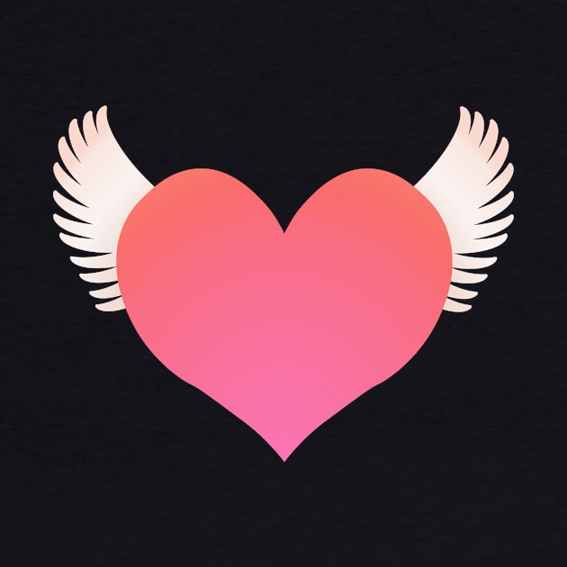 Pink Heart on Wings by RawSunArt